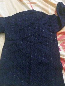 Navy Blue Sequined Kurta