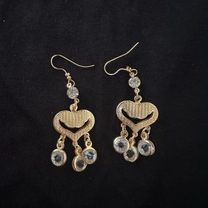 Gold Heart Drop Earrings
