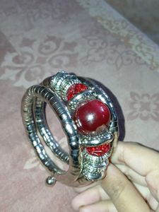 Red Stone Silver Bracelet
