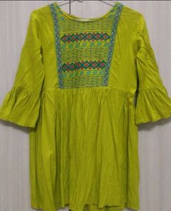 Chartreuse Embroidered Peasant Top