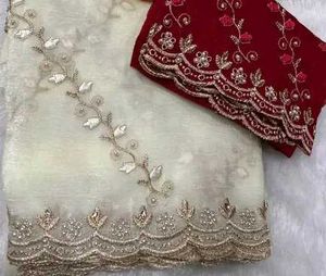 A white beautiful saare with Pinteresty look