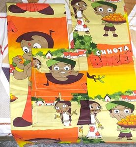 Chhota Bheem 2 Set Single Bed Bedsheet With Covers
