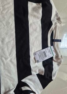 kids Black &amp; White Striped Cap Sleeve Tee