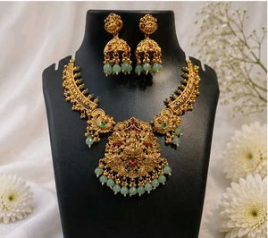 Traditional Temple Design Gold Plated Necklace Set