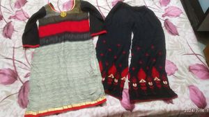Black And Red Kurta Set