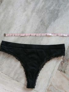 H&M Black Lace Trim Thong Panty