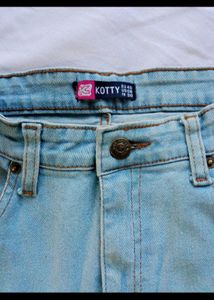 boho straight blue jeans w fabric floral eye art