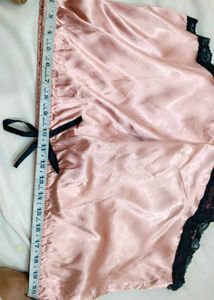 Satin Pajama Set - Black Top &amp; Pink Shorts