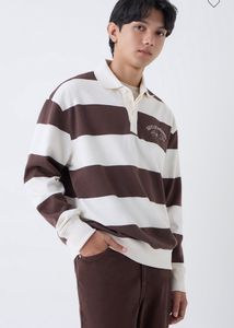 Nuon Westside Brown Striped Polo Sweatshirt
