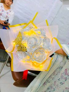 Sparkling Rose Bouquet with Butterfly &amp; Lights