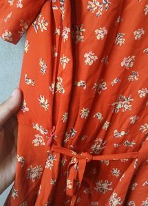 Orange Floral Print plus size Mini Dress
