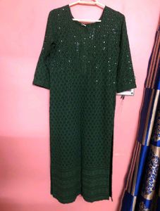 Embellished Green Kurta