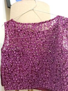 Embroidered Purple Crop Top