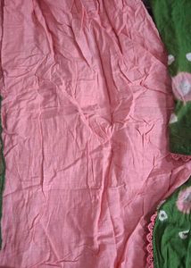 Green Bandhani Kurta Set with Pink Palazzo