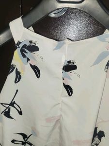 White Floral Print Sleeveless Top