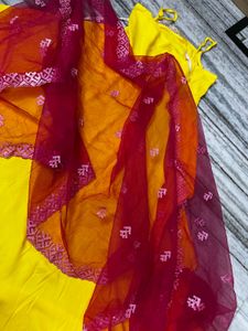 Yellow Kurta Set with Dupatta worn once
