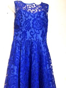 Blue Lace Fit &amp; Flare Dress