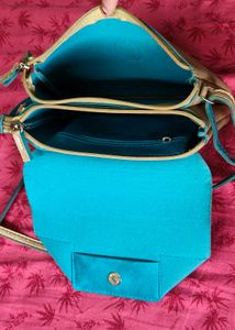 Baggit Chic Gold &amp; Teal Sling Bag