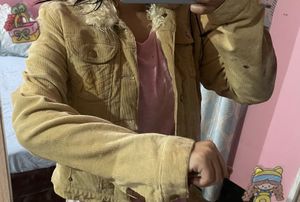 Corduroy Jacket with Fur Collar