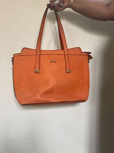 Chic Orange Textured Tote Bag