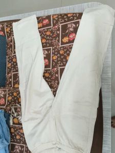 Cream Linen Relaxed Fit Trousers