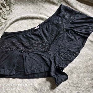 I. Black Lace Trim Sleep Shorts