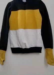 Yellow Black White Cotton Fleece Sweatshirt