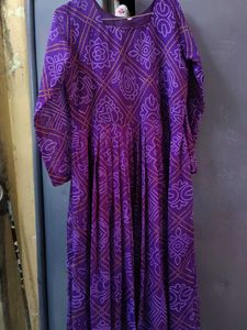 Elegant Purple Bandhani Maxi kurti