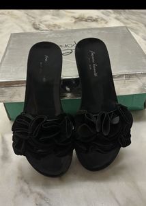 Franco Banetti Black Floral Slide Sandals