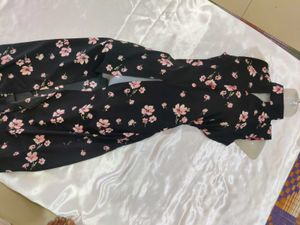 Floral Print High Neck Slit Kurta