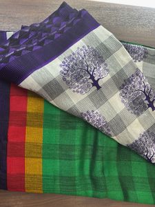 Green Saree with Tree Print