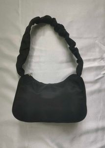 Chic Black Ruched Shoulder Bag