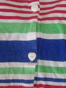 Striped Sleeveless Button-Up Tie-Front Top