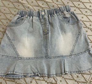 Light Wash Denim Ruffle Skirt