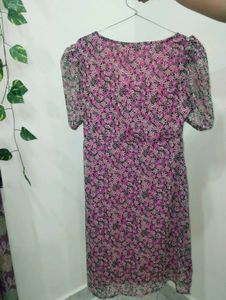 Pink Floral Puff Sleeve Mini Dress