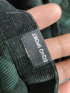 EQ:IQ Sport Green &amp; Black Plaid Corduroy Shirt