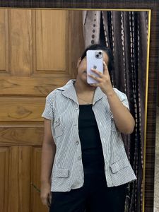 Chic Striped Short Sleeve Top