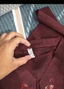 Maroon Embroidered Kurta