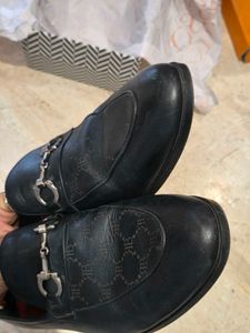Rosso Brunello Black Leather Loafers