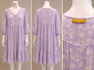 Purple Floral Print Midi Dress