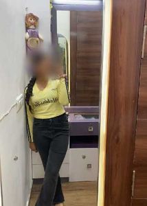 Yellow Long Sleeve Graphic Crop Top