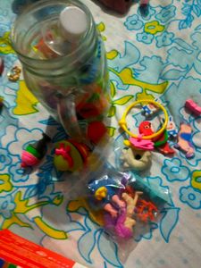 Assorted Kawaii Eraser and kinder joy toys