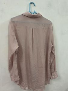 Chic Light Pink Satin Shirt
