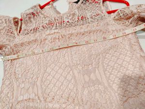 Baby Pink Lace Cold Shoulder Top