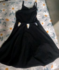 BOOHOO Chic Black Cut-Out Fit and Flare Dress