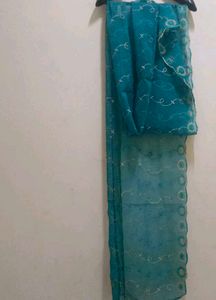 Elegant Teal Embroidered Dupatta