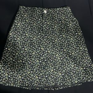 Black Floral Mini Skirt