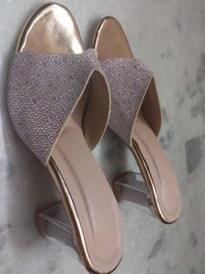 New Sparkly Rose Gold Block Heels UNUSED