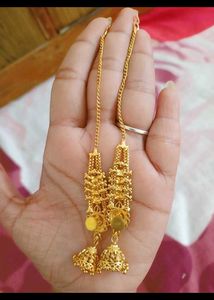 new gold pleated big jhumka with guranty