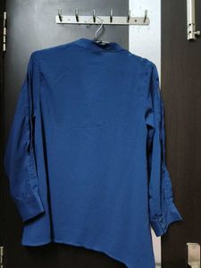 Stylish Blue Button-Up Tunic Top